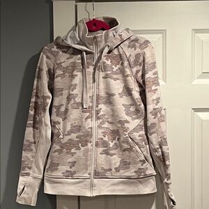 Athleta Cream Camouflage Zip-Up Hoodie